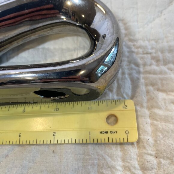 Large Vintage Herco Dolphin Figurine On Wave Decorative Sculpture Chrome Modern - Picture 10 of 12